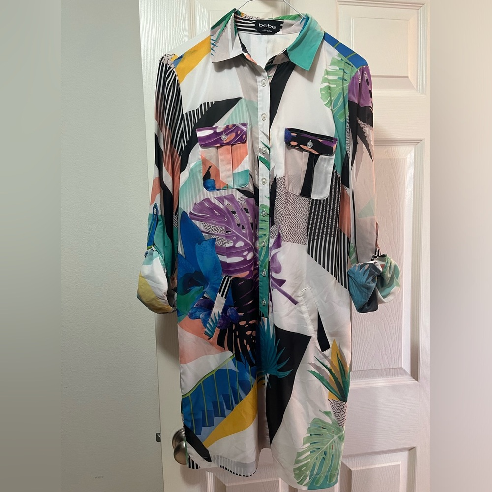 Bebe Tropical multi-colored T-Shirt Dress